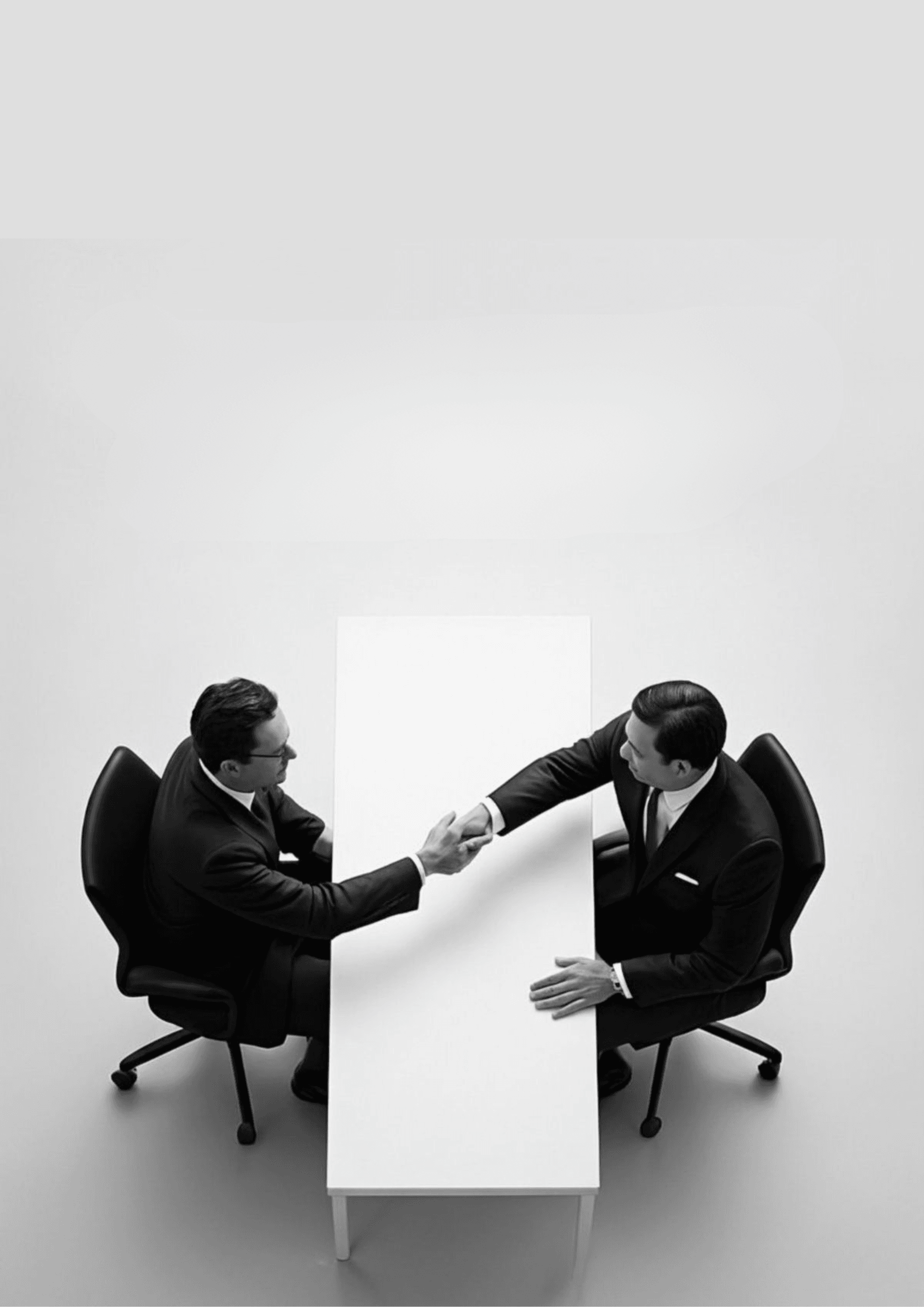 Two professionals shaking hands across a table